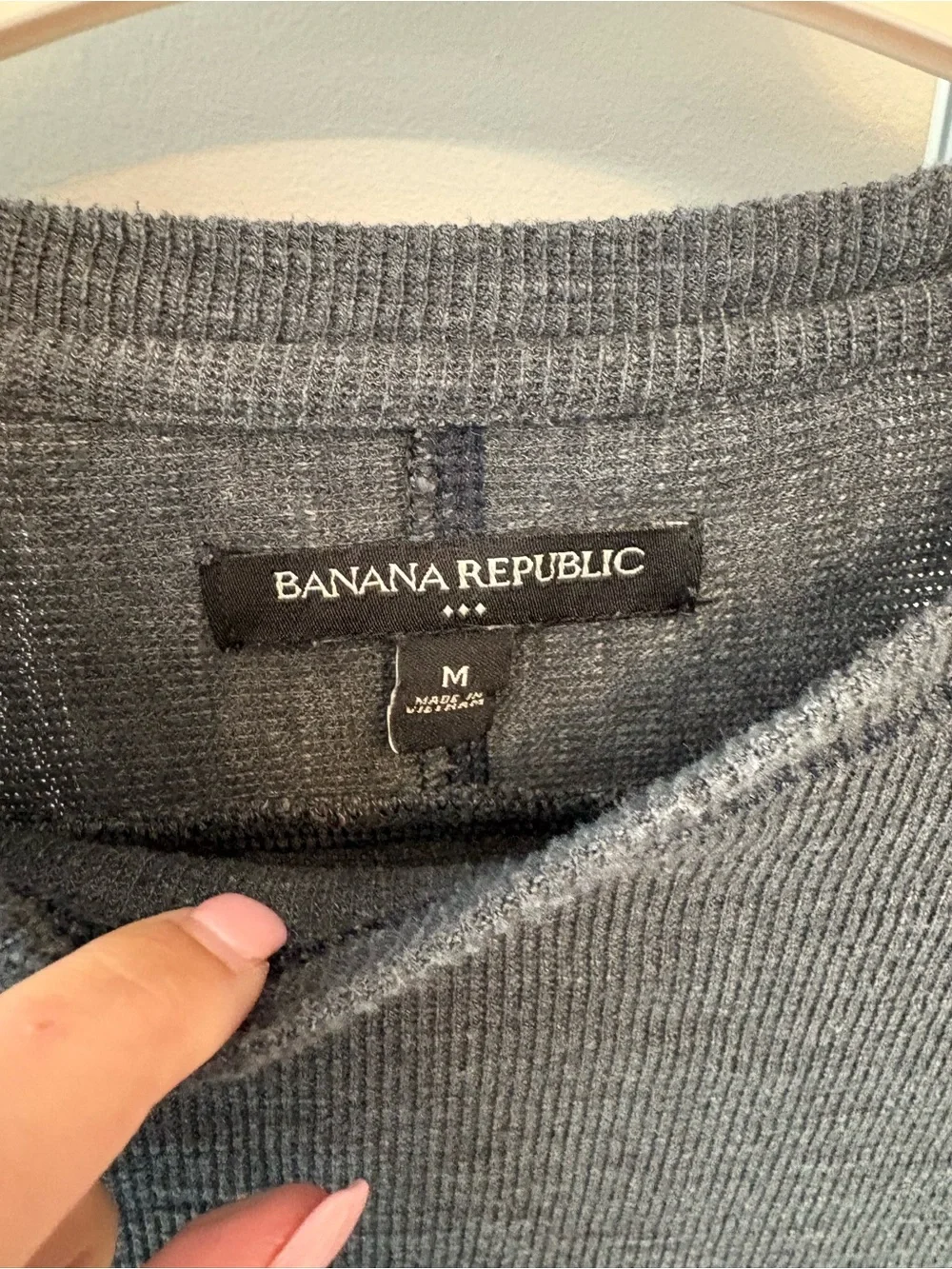 Banana Republic Men's Long-Sleeve Waffle Knit Shirt - Charcoal